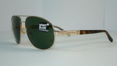 MONT BLANC MB 369 S 28N matt gold & havanna SONNENBRILLE grüne Gläser Größe 60