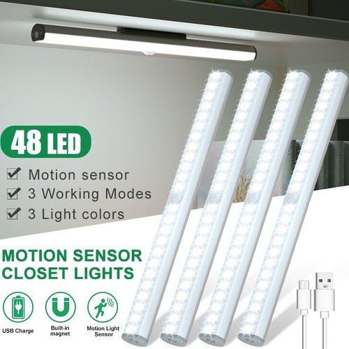 48 LED USB Rechargeable Motion Sensor Cabinet Night Light Kitchen Closet Lamp AU - Picture 3 of 14