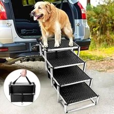 Dog Car Ramp Foldable 4 Steps for Large Dogs Portable Dog Ramp Car Truck SUV