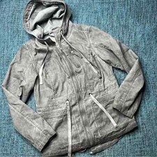 Empyre Clothing Women's Zip Up Hooded Jacket In Washed Gray Women's Small