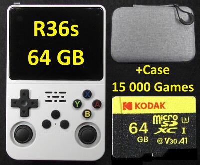 R36s zuverlässige Kodak 64GB TF 15k Spiele Handheld-Spielkonsole + Hülle, weiß