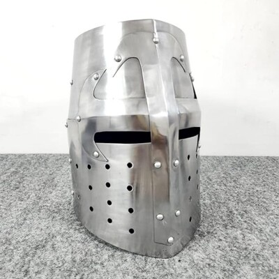Rüstung Stahl Kreuzritter Helm gebürstet poliert Mittelalter Helm Kostüm Cosp...