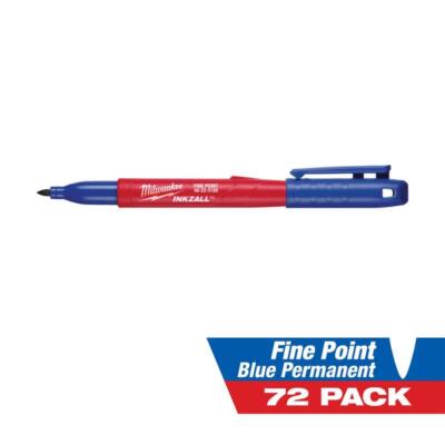 Jobsite Permanent Marker Blue 72-Pack Fine-Point W/ Hard Hat Clip Construction
