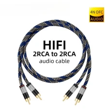 Pair Audio RCA Cable Interconnect HIFI 4N OFC Carbon fiber plug for Amplifier