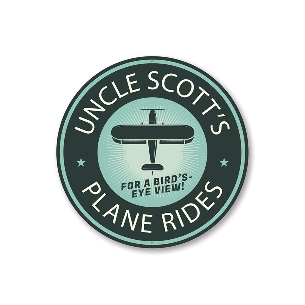 Plane Rides Bird's Eye View Hangar Decorative Sign, Custom Aluminum Sign