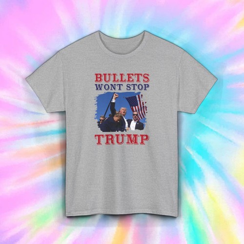 Camiseta Trump 2024 Bullets Won't Stop | Diseño Bandera Patriótica Americana | S-5XL - Imagen 5 de 6