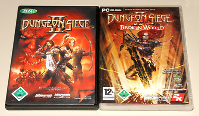 DUNGEON SIEGE II & ADD  ON BROKEN WORLD - PC DVD HÜLLE HANDBUCH ERWEITERUNG GOLD