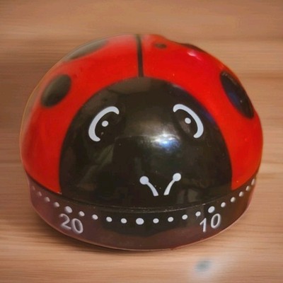 Cute Ladybug Shape Kitchen Timer 60 Minutes Timer with Loud Ring Mechanical W...
