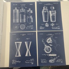 4 stampe brevetto cocktail barista 8x10 vintage