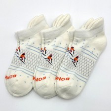 BOMBAS 3 Pairs Women's skiing Ankle Socks Cushion Size Med 8-10.5 White Nwt
