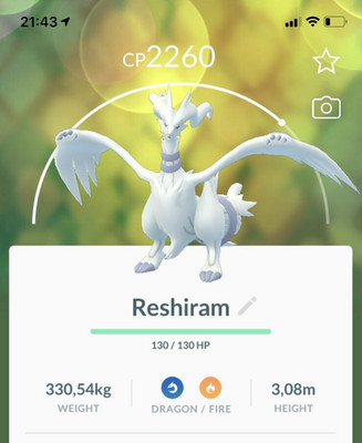 Reshiram Pokemon Gen5 Go Lv20 Same /30 Day Pokémon Unova Master League