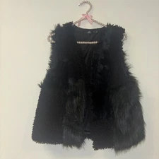 BKE Buckle Vest Sz Med Outerwear Faux Fur Luxury Mob Black Hippie Boho Steampunk