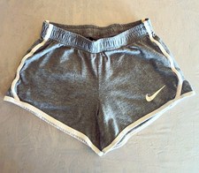 Nike Women Athletic Knit Shorts Gray/White Drawstring Elastic Waist Size S/M