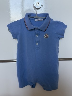 Moncler Baby Kids Shortie Polo Romper 9-12 Months Blue