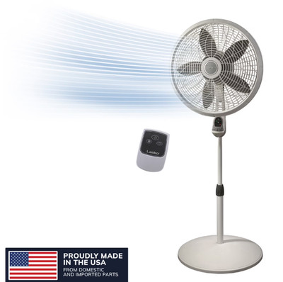 Lasko Elegance & Performance 18'' Pedestal Fan with Remote, 54.5'' H White 1850