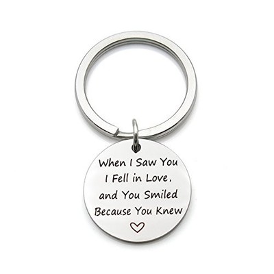 When I saw you I fell in love Stainless Steel Romantic Gift Pendant Keychain 