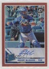 2019 Panini Donruss Optic Red Prizm 40/50 Reese McGuire #RRS-RM Auto 5m0