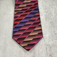 VAN HEUSEN Stain Resistant Silk Tie Bright Striped Geometric Repp 58  x3.75  