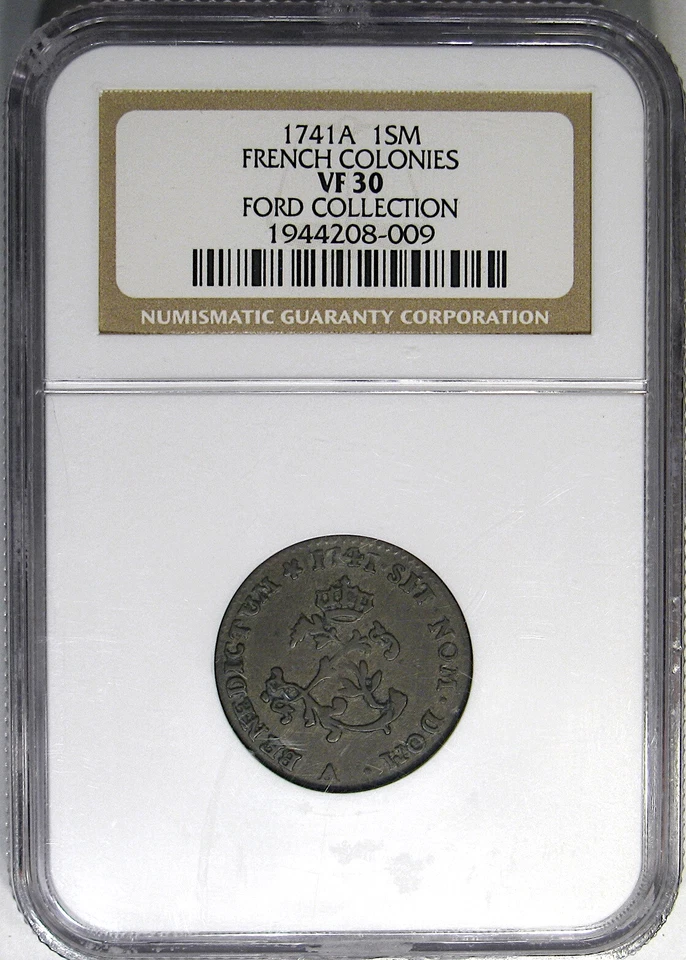 1741-A 1 SOU FRENCH COLONIES NGC VF30 EX. JOHN J FORD JR ~ CRUSTY ORIGINAL! - Image 2 of 4