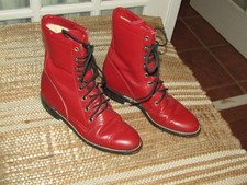 Justin Diamond J Red Leather Lacer Cowgirl Boots Women's size 5 B