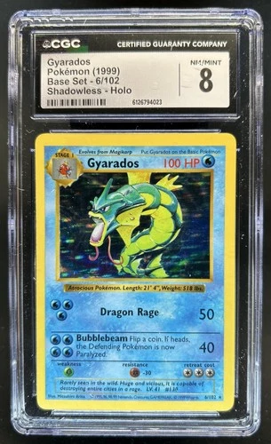 1999 Pokemon Shadowless Gyarados Holo #6/102 CGC 8