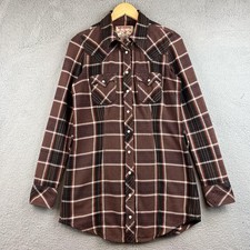 True Religion Dress Womens Medium Brown Plaid Flannel Rocky Shirt Western Snap