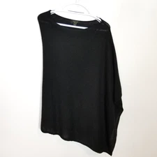 Charter Club Women 100% Cashmere Asymmetrical Poncho One Size Black Soft Cozy