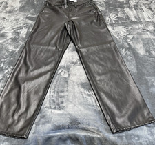 Old Navy Pants Women's 4 Black High Rise Faux Leather Slimming Straight Leg Goth