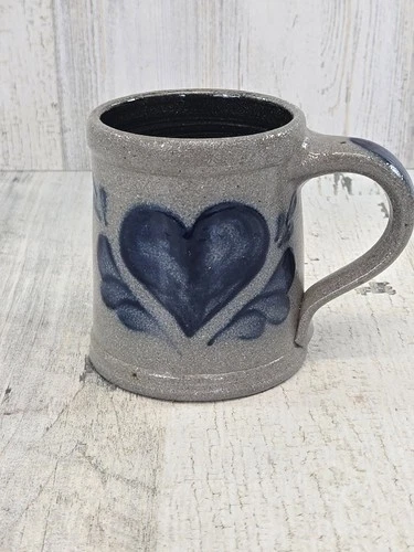 Rowe Pottery Salt Glaze Mug Heart Design Vintage 1997