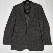 VTG Eagle Clothes Harris Tweed Sport Coat Blazer40R Gray Plaid Wool USA Made
