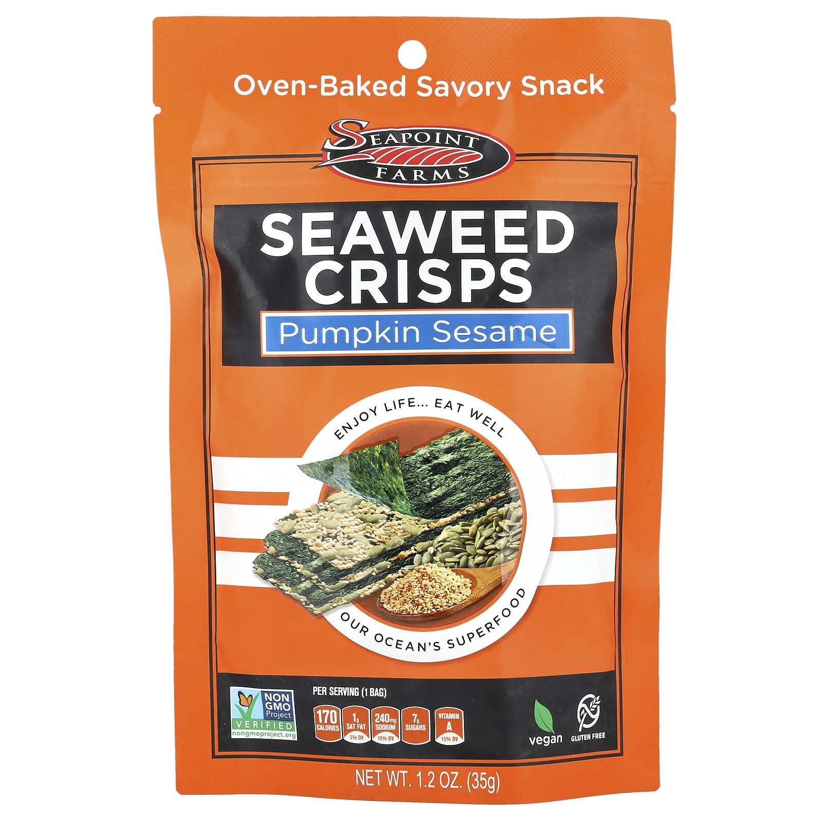 Чипсы из морских водорослей тыква с кунжутом 12 унции 35 г 1990₽