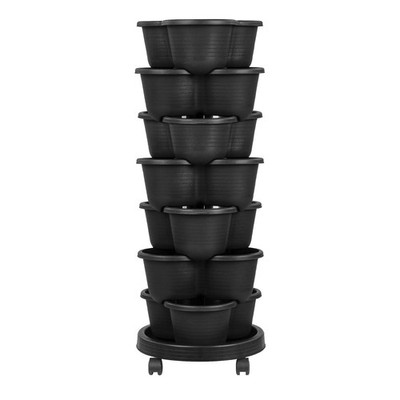 7 Tier Vertical Garden Planter Tower w/Wheels Stackable Patio Balcony Indoor
