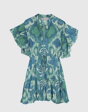 BNWT Piti Cuiti Bora Bora Namibia Boho Dress L Large Cheetah Palm Fringe Mini