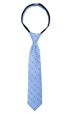Boys' Pre-tied Woven Zipper L 15 inch 8 - 14 year Light Blue Dotted 05lbl 