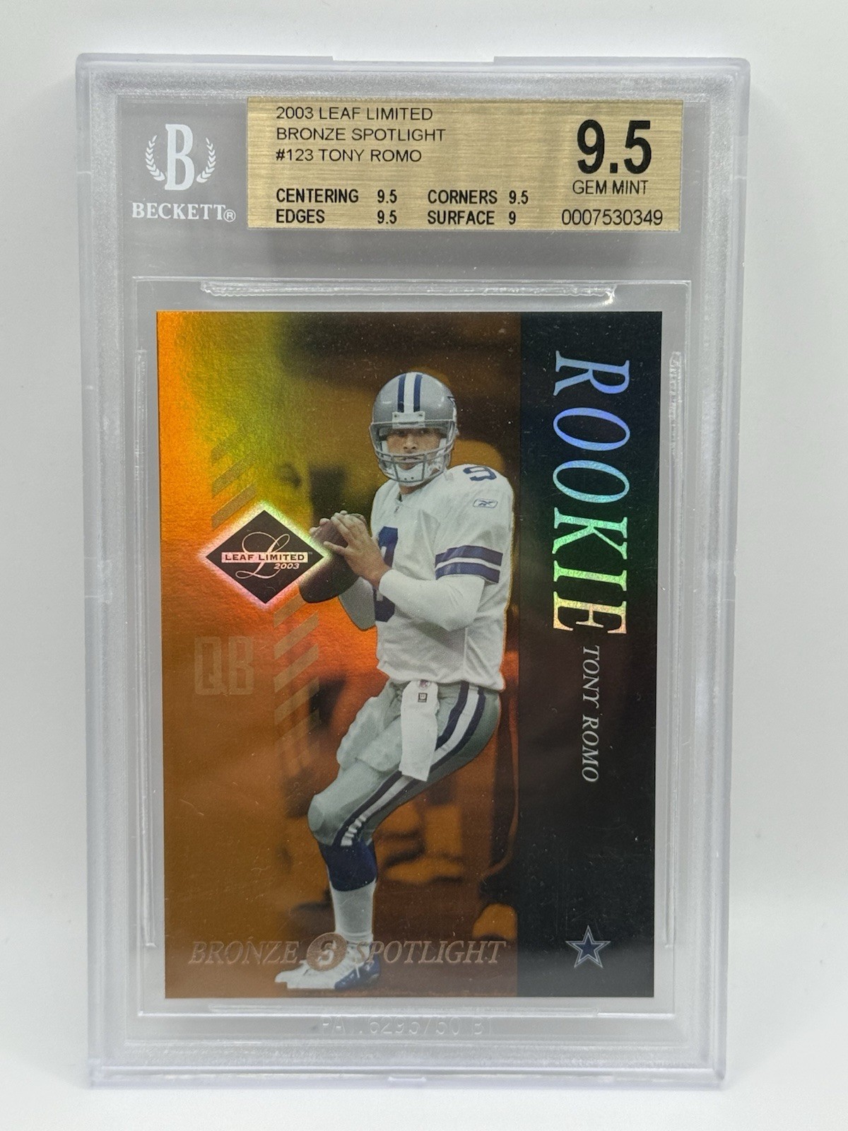Tony Romo Leaf Limited #123 Bronze Spotlight