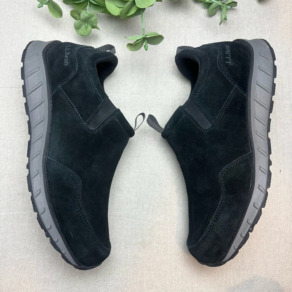 L.L. Tênis de neve Bean masculino tamanho 13W largo 5 baixo preto camurça slip on impermeável - Imagem 2 de 4