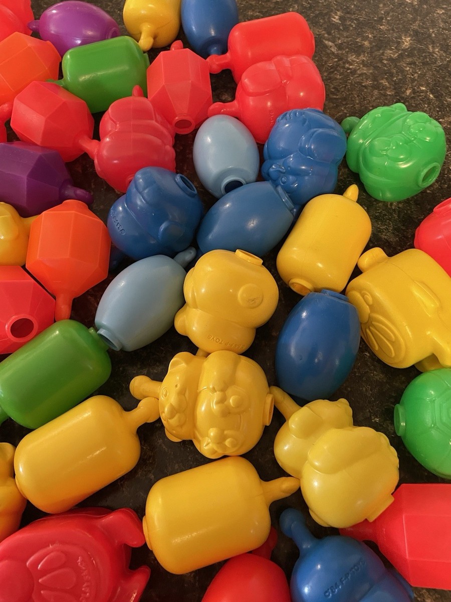 63 Vintage Fisher Price Snap Lock Beads Plastic Interlocking Multi