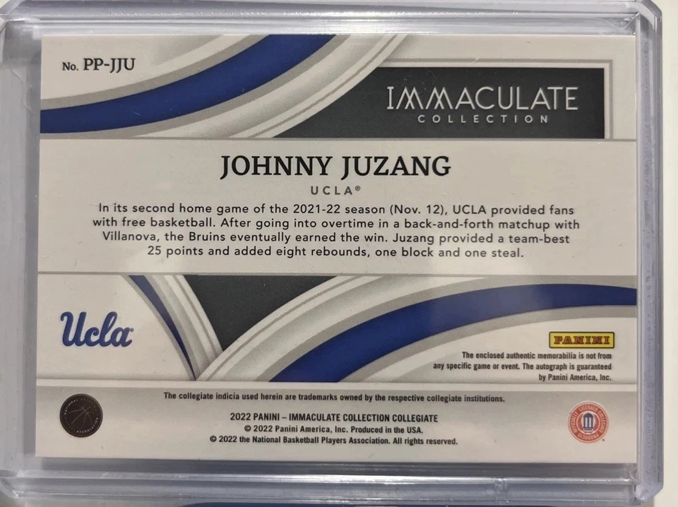 Johnny Juzang Immaculate Collection Patch Auto /10 Panini PP-JJU - Image 2 of 2