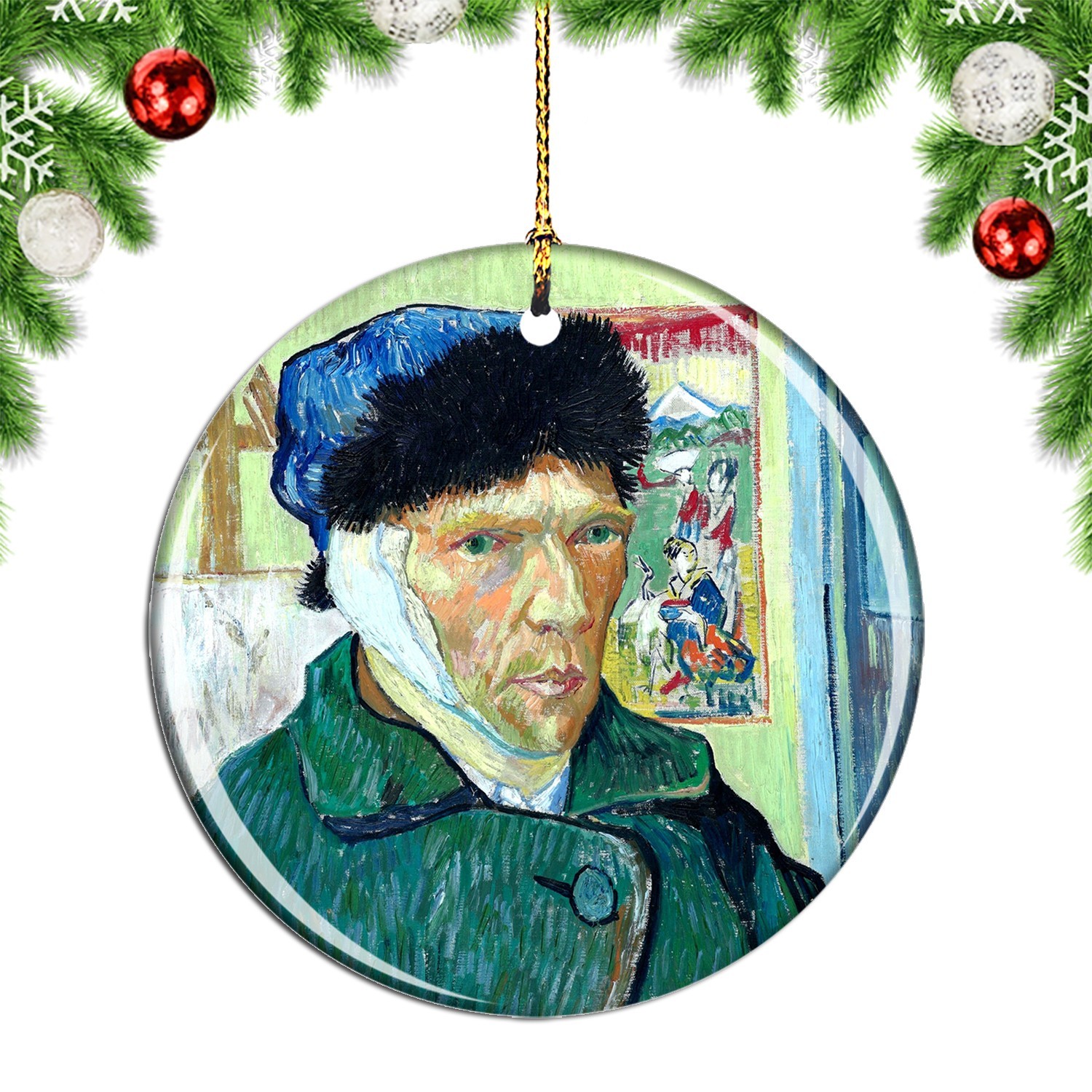 Van Gogh Self Portrait With Bandaged Ear Christmas ornament city travel souvenir