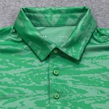 Under Armour Polo Shirt Men's Large Green Camo Golf Performance Lightweight Logo