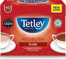 Tetley Redbush Tea 40 Teabags Naturally Caffeine Free Rooibos Herbal Drink 0.07 per strip