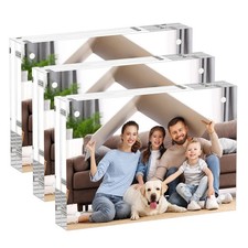 3.5x5 Acrylic Picture Frames 3 Pack, 20 Thicker Block, Clear Picture Frames ...