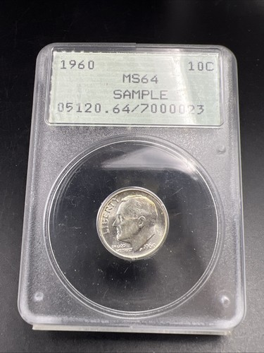 PCGS Rattler Sample Slab MS64 1960 P 10c Roosevelt Silver Dime Coin - Picture 4 of 6