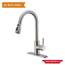 Single Handle Brushed Nickel Kitchen Faucet with 360° Swivel Pull Down Sprayer