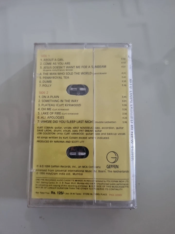 Nirvana MTV Unplugged INDIA IMPORT CASSETTE SEALED MINT - Image 3 of 3