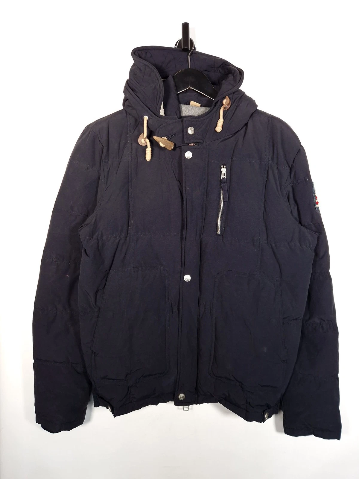 True Religion Men's Down Jacket Size XXL Navy Hooded Insulated Warm Coat