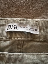 ZARA High-Waisted Straight Leg Jeans Beige Taupe Size US 2 EUR 34