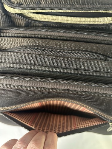 Ralph Lauren Chaps Rolling Laptop Briefcase Brown Leather Plaid Carry Overnight - Afbeelding 19 van 20