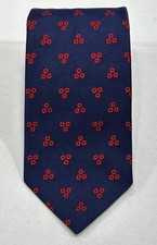 Brooks Brothers Makers Merchants XL Silk Tie Blue Red Circle Buttons 62 x3.5