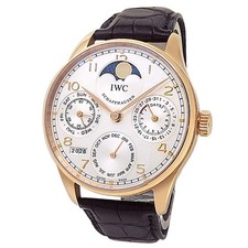 IWC Portugieser Perpetual Calendar 18k Rose Gold Auto Silver Mens Watch IW502213